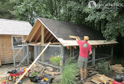 Construction of the run roof on the Little Deuce Coop began in August, 2011