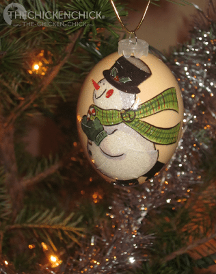 blown, decorated eggs adorn Christmas tree