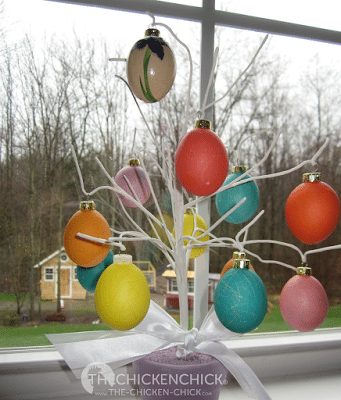 Easter Egg tree made with blown, colored eggs