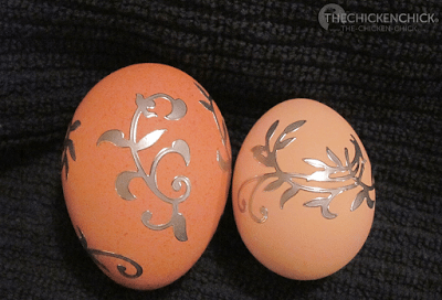 Stickers on blown egg shells
