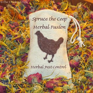 Spruce the Coop Herbal Fusion, natural herbal blend intended to deter mites, lice and other insects.