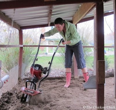 Turning the sand in the coop keeps it fresh and fluffy after drying out in the event it gets wet.
