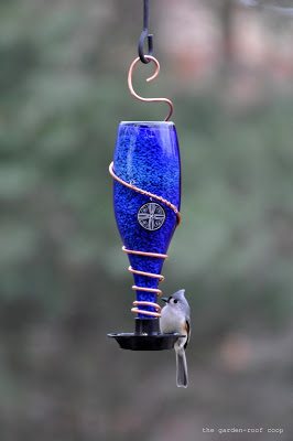 The Garden Roof Coop Glass Bottle Bird Feeder The Chicken Chick