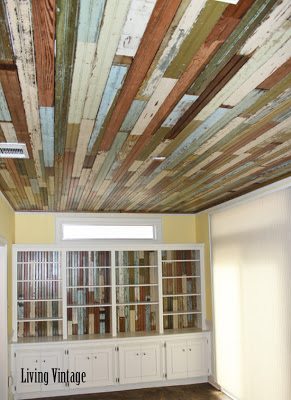 Living Vintage Beadboard Ceiling And Bookshelf The Chicken