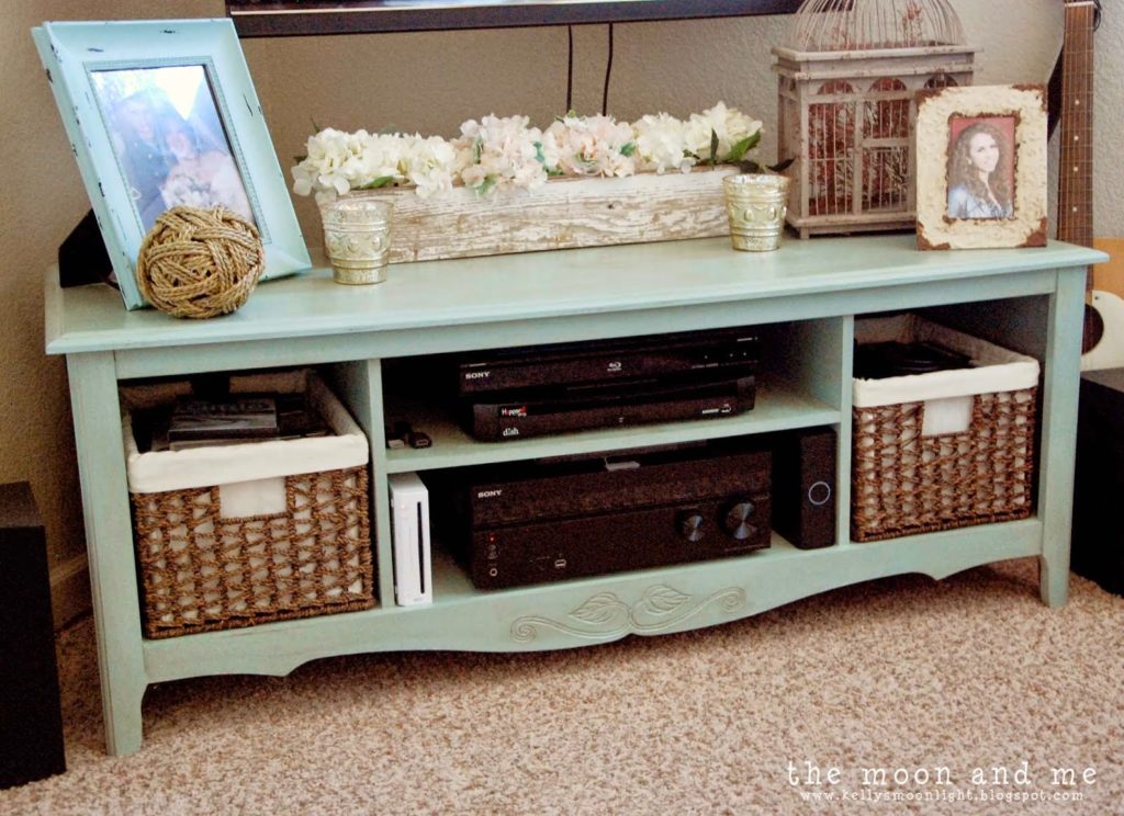 Clever Chicks Blog Hop #87 with a Chicken Fountain Giveaway! Entertainment Center Makeover into a Console, shared by The Moon & Me