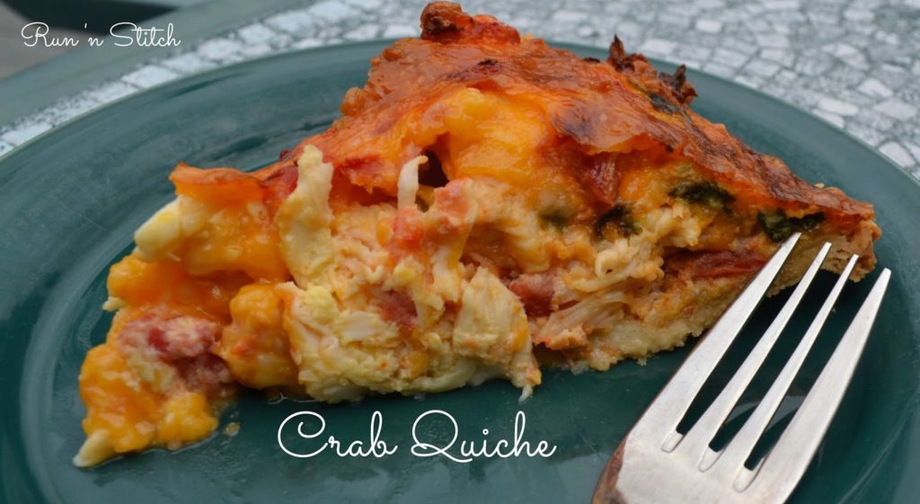 Clever Chicks Blog Hop at The Chicken Chick® Crab Quiche, shared by Run 'n Stitch