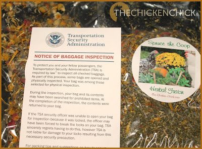 my Spruce the Coop Herbal Fusion that I had brought for our host family's flock had gotten my luggage nominated for a TSA inspection.