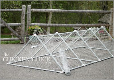 Roll out chicken wire along each side of frame and cut to fit using tin snips. Attach chicken wire to each conduit by threading wire through and around both. Bend back all sharp ends of chicken wire.