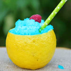 Blue Raspberry Lemonade Jello Slush, shared by Bitz & Giggles at This Silly Girl's Life