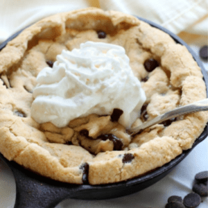 Deep Dish Chocolate Chip Skillet Cookie , shared by Strength & Sunshine