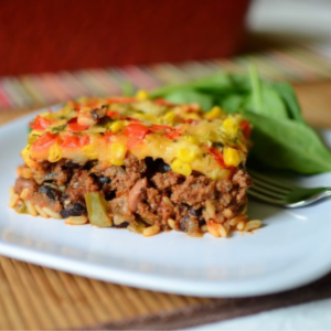 Mexican Beef Casserole, shared by Butter Yum