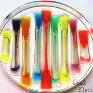 Liquid Rainbow Resin Coaster DIY shared by Craft Klatch