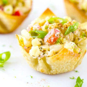 Mexican Street Corn Wonton Salad Cups shared by Take Two Tapas