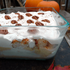 Pumpkin Maple Amaretto Trifle, shared by Sumptuous Spoonfuls