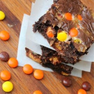 Reese's Overload Gooey Brownies, shared by The Mandatory Mooch